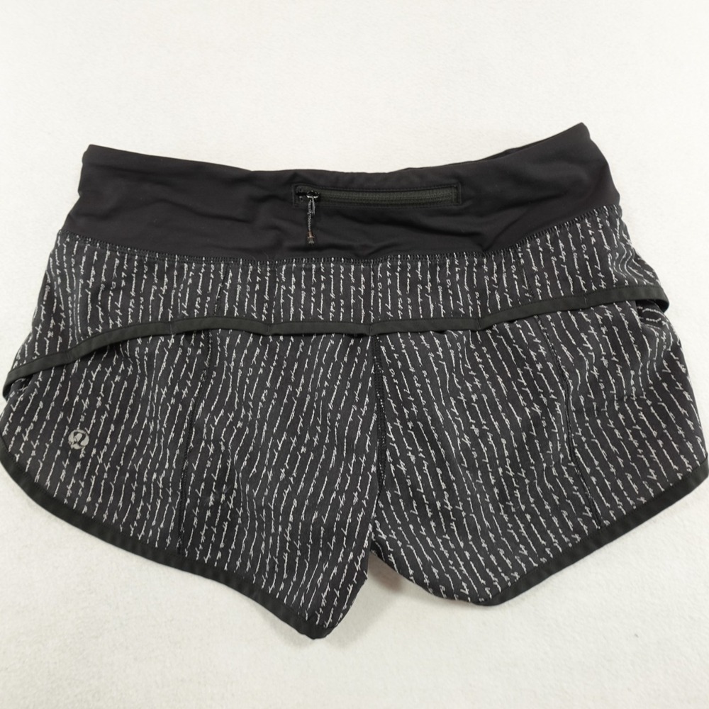 Lululemon Speed Up Shorts Womens 4 Black Manifesto Script Lined Running Gym 2.5" - Picture 8 of 13